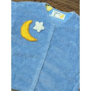 Canyon Group By Damze Blue Chenille Pajama Top Moon Star Snap Size S